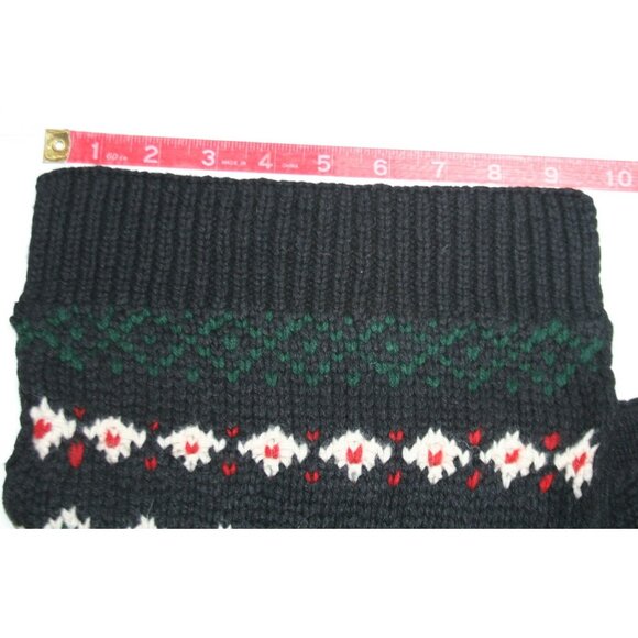 Ralph Lauren Rugby Scarf Wool Blend Snowflake Fair Isle Black Classic Preppy - Picture 7 of 7